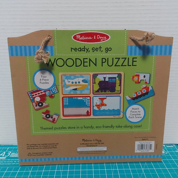 Melissa and Doug Wooden Puzzle 16 Pieces Age 2+ Ready Set Go Vehicles BRAND NEW - Picture 4 of 5